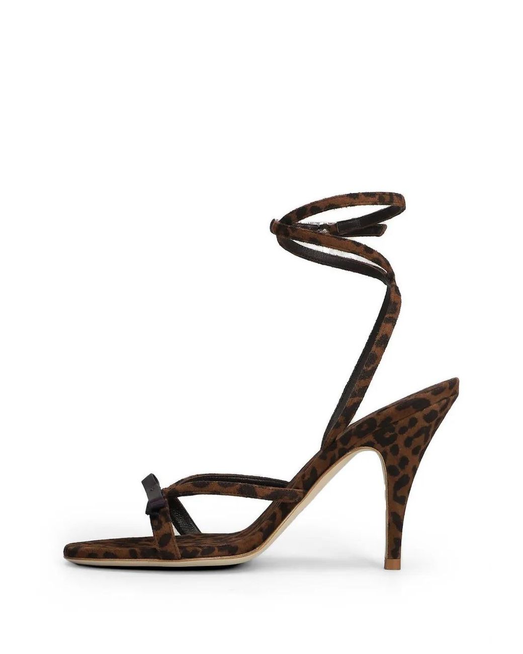 3Juin White Leopard-Print Bow-Detail Suede Heeled Sandals