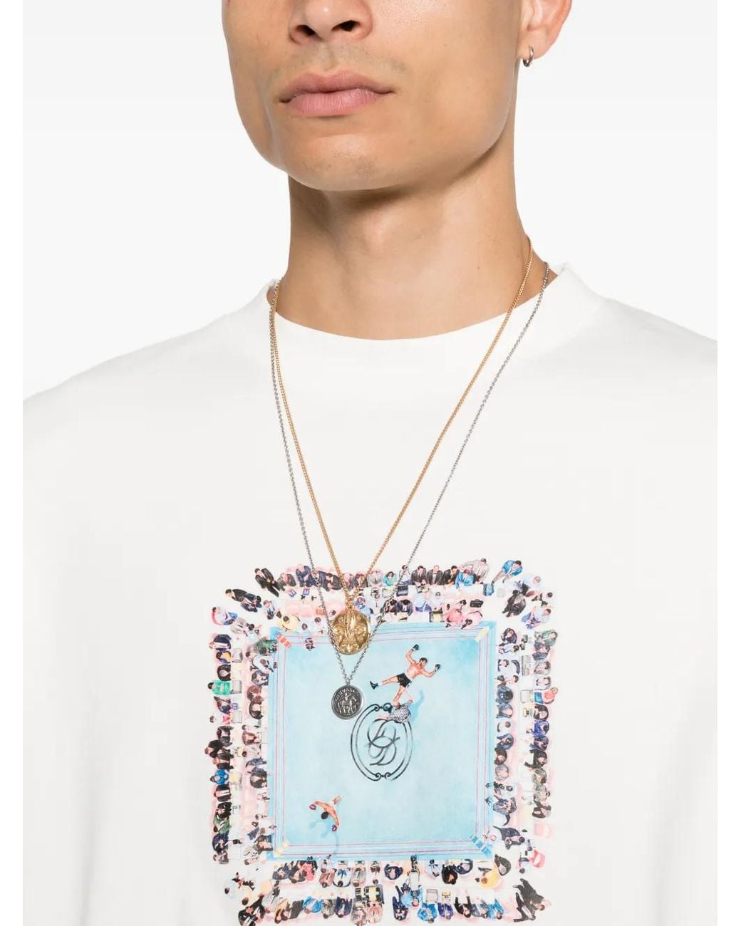 Drole de Monsieur White Boxers Ring Graphic-Print T-Shirt for men