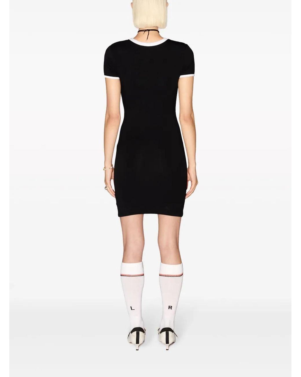 Ambush Black Contrast-Trim Ribbed Minidress
