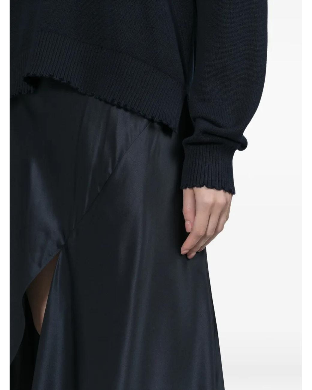 Helmut Lang Blue Asymmetric Gathered Skirt