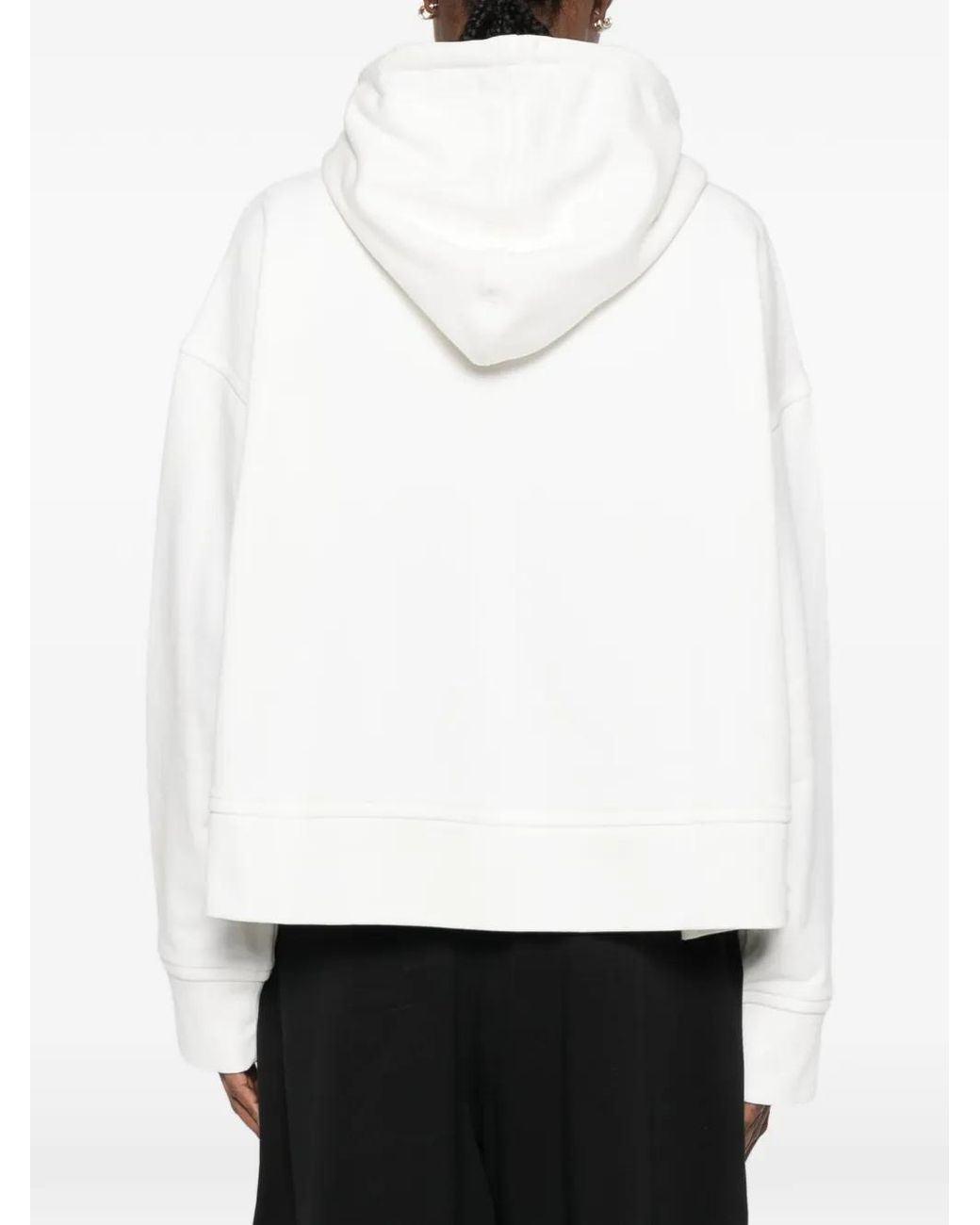 Sportmax White Drawstring Hooded Sweater With Side Slits
