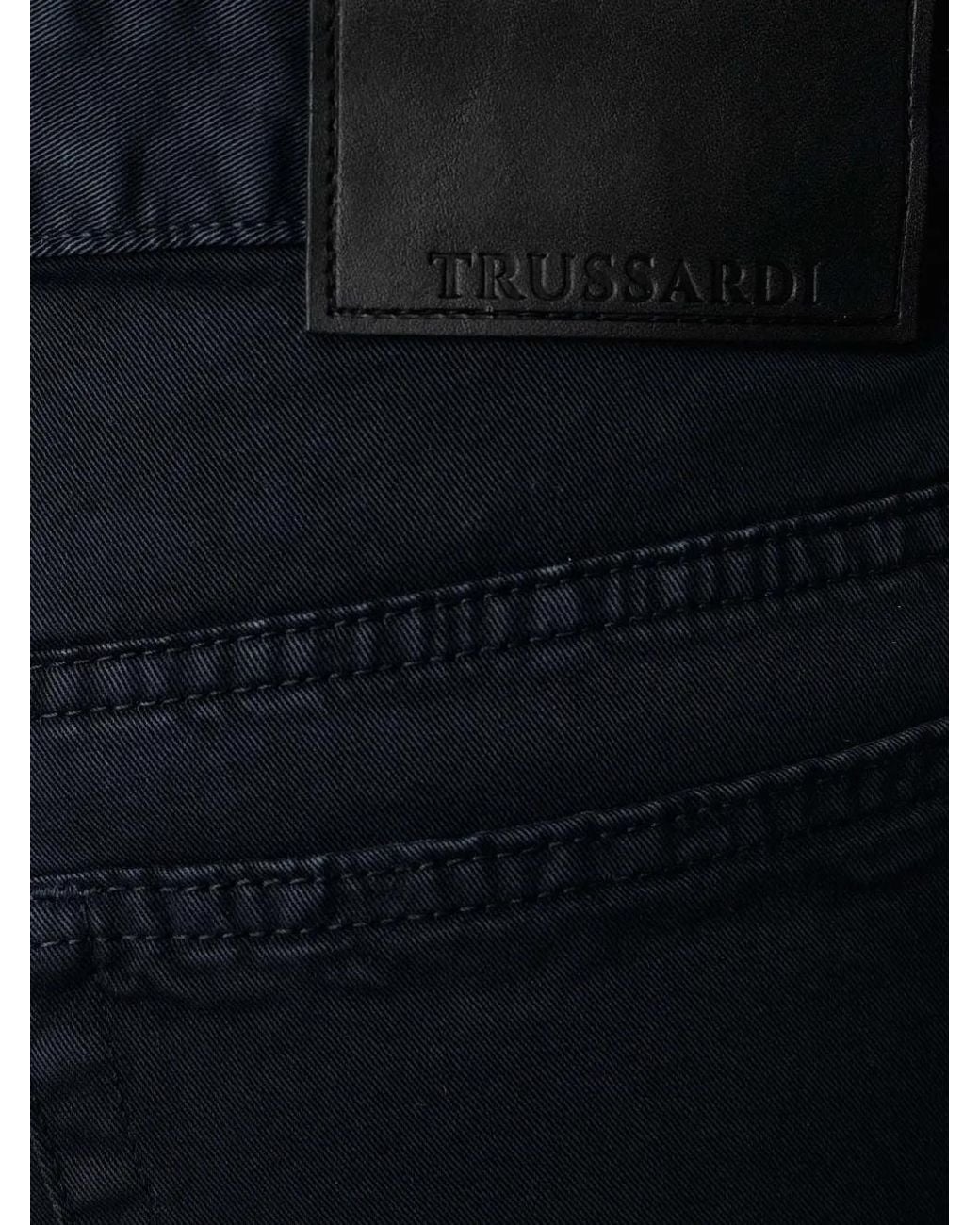 Trussardi Black Logo-Patch Straight-Leg Jeans for men