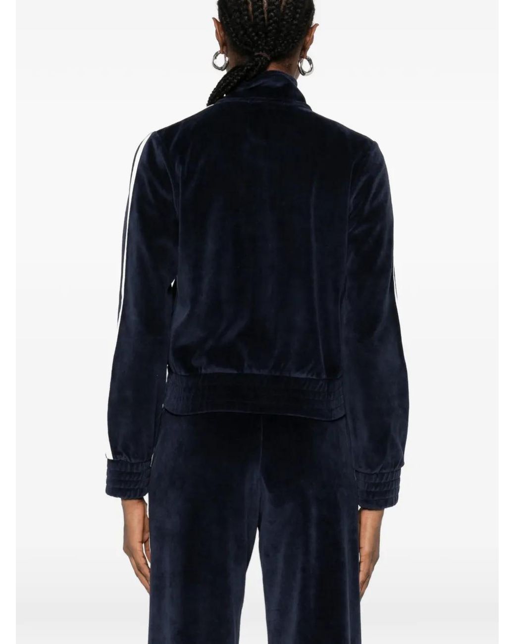 Sporty & Rich Black Sleeve-Stripe Zipped Sweatshirt