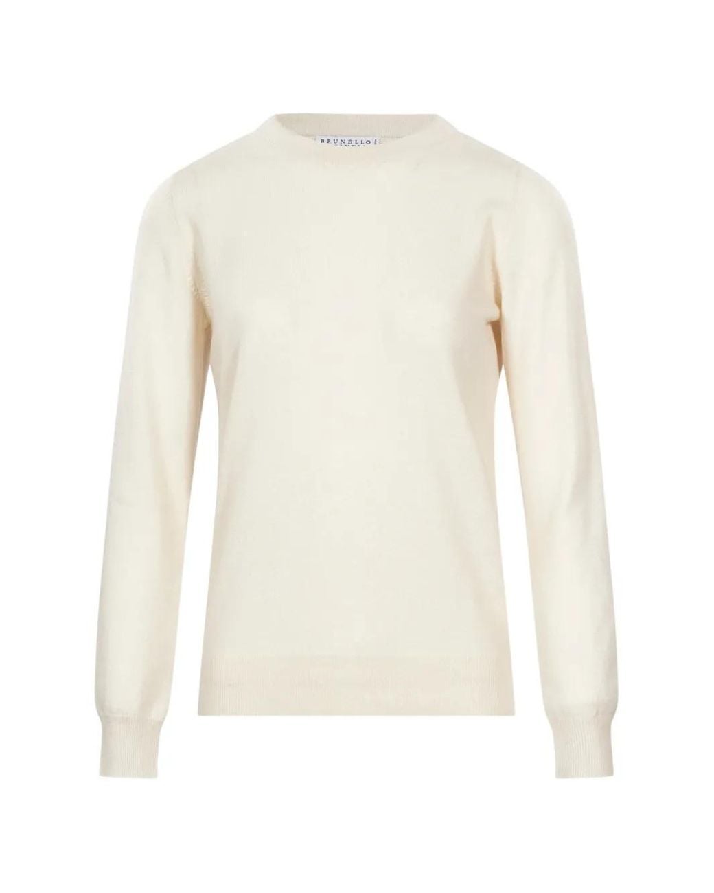 Brunello Cucinelli White Cashmere Sweater With Monili