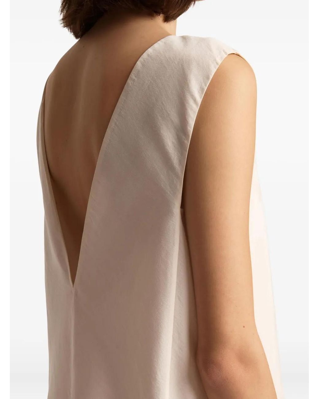 Khaite Natural Mel V-Neck Sleeveless Mini Dress