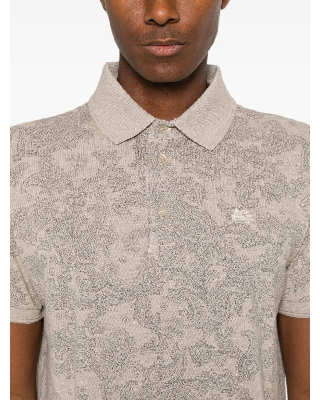 Etro Gray Polo À Imprimé Cachemire for men