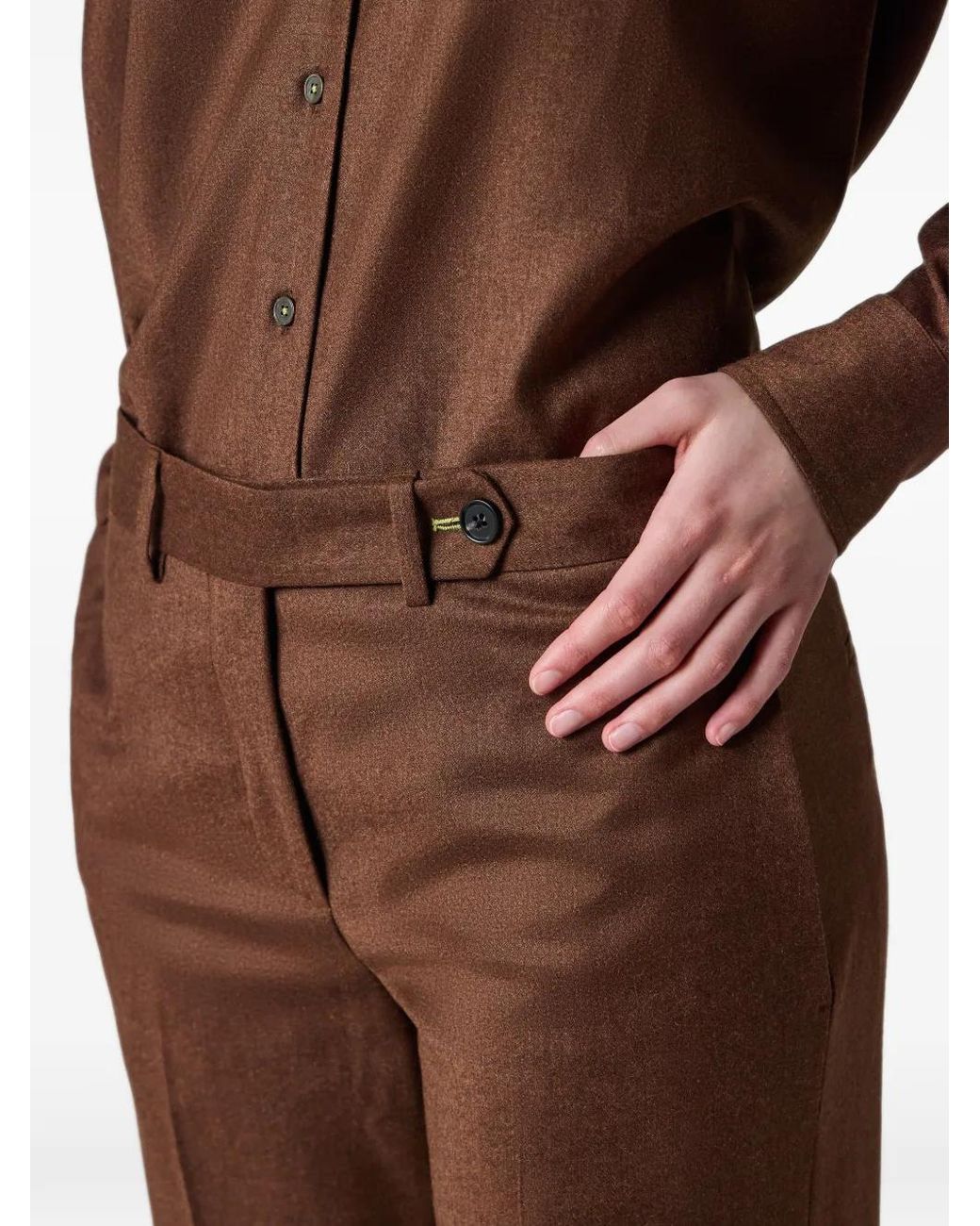 Paul Smith Brown Wool-Cashmere Flannel Bootcut Trousers