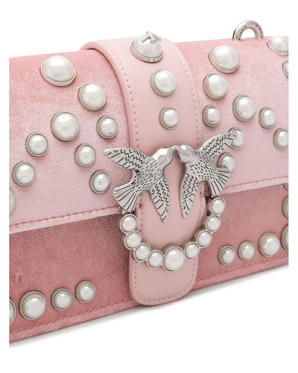 Pinko Mini Love Velvet Pearls Bag in Pink | Lyst Australia