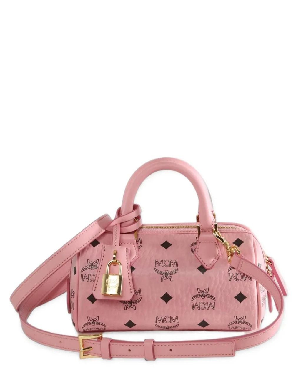 MCM Pink Mini Ella Padlock-Detail Tote Bag