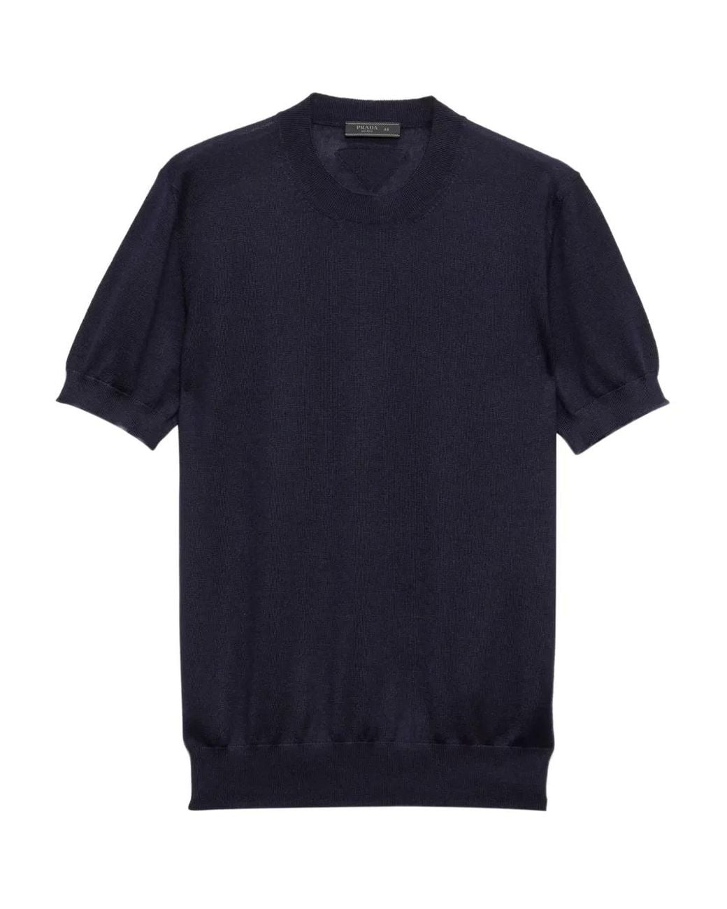 Prada Blue Cashmere Crew Neck T-Shirt for men