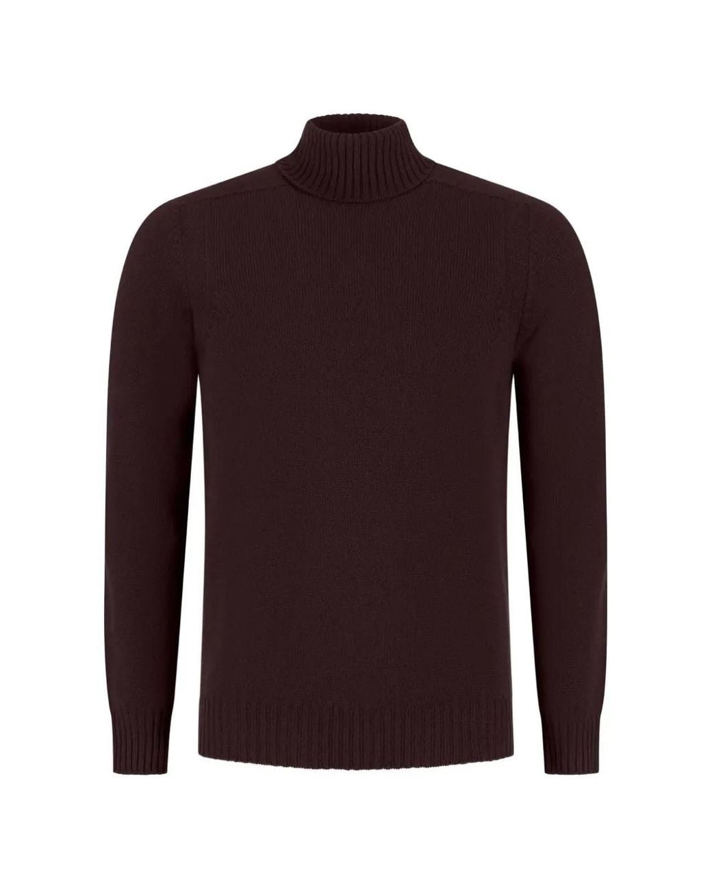 Gran Sasso Red Roll-Neck Ribbed-Trim Sweater for men