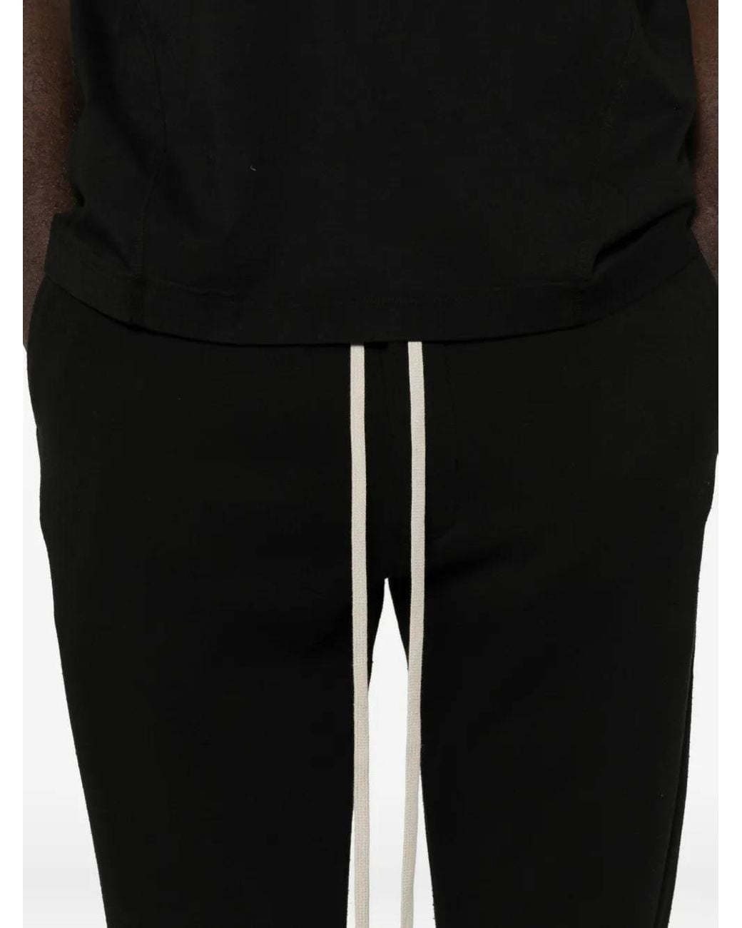 Rick Owens Black Drawstring Cotton Trousers for men
