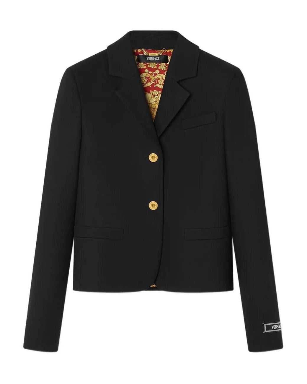 Versace Black Gabardine Short Boxy Blazer