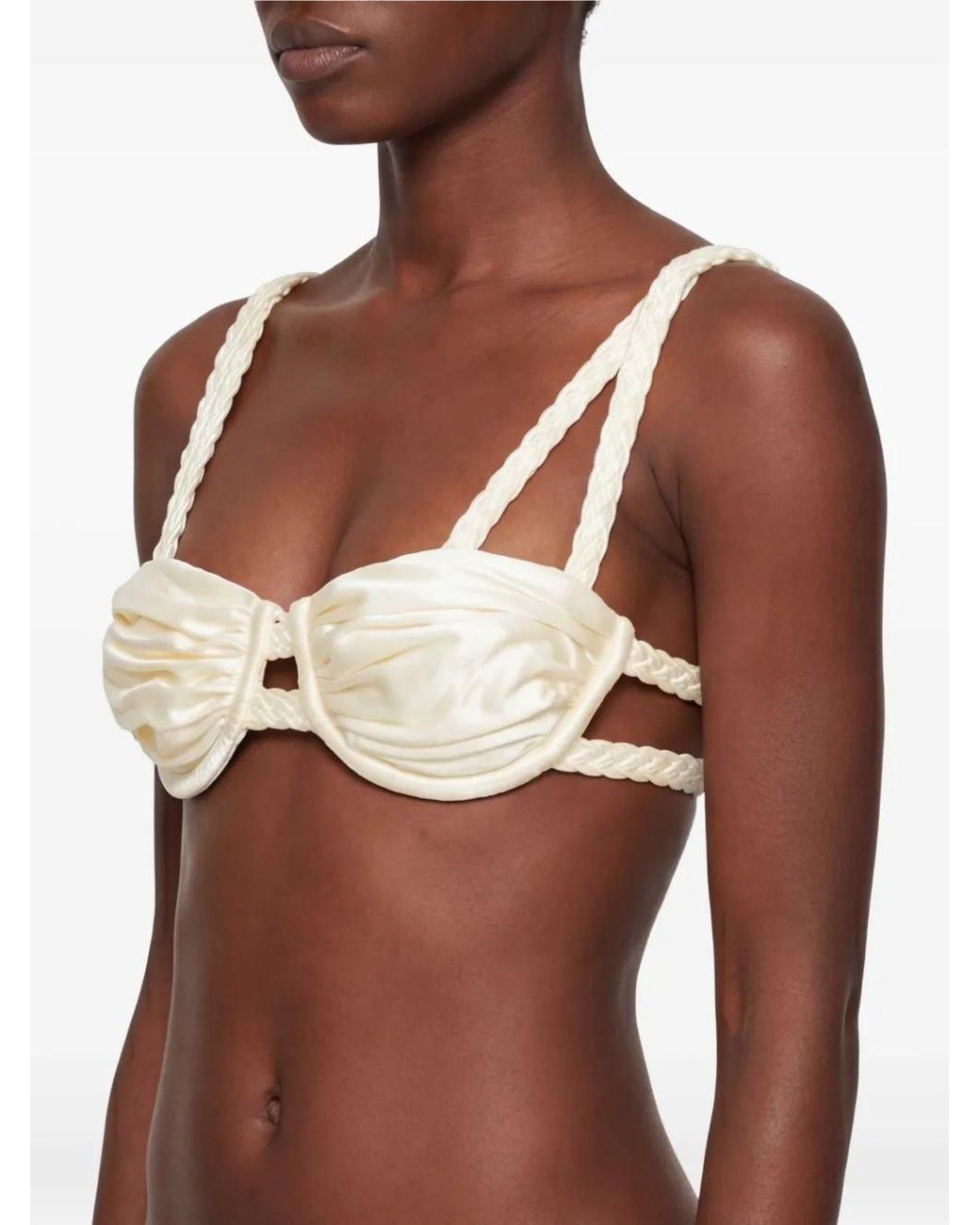 Top De Bikini Con Tira Tejida Isa Boulder de color White