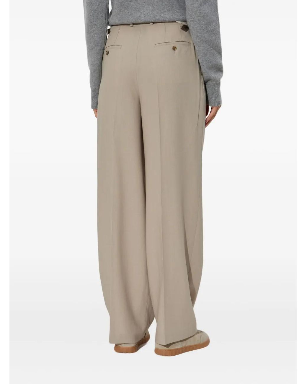 AMI Natural Pleated Buckle-Fastening Trousers