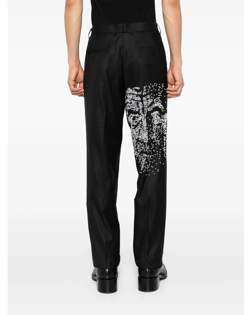 Kidsuper Black Faux-Pearl Embellished Straight-Leg Trousers for men