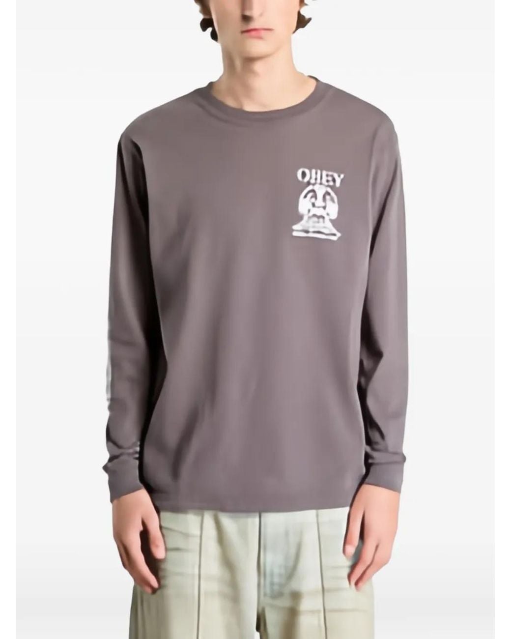 Obey Gray Precision Graphic-Print T-Shirt for men