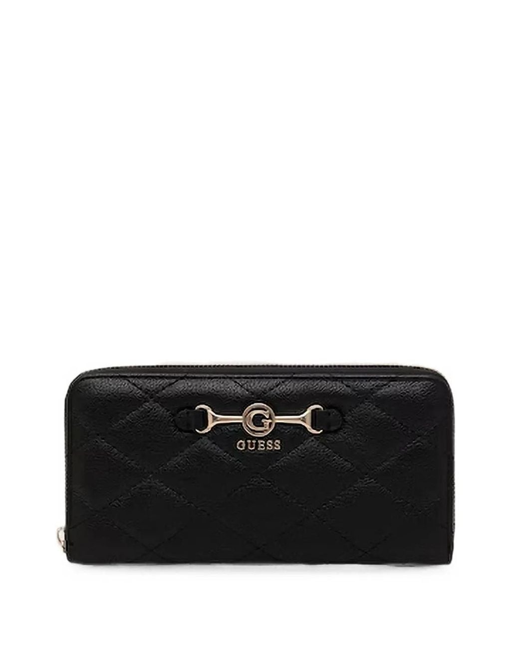 Guess Black Maxi Frances Quilted Logo-Plaque Wallet