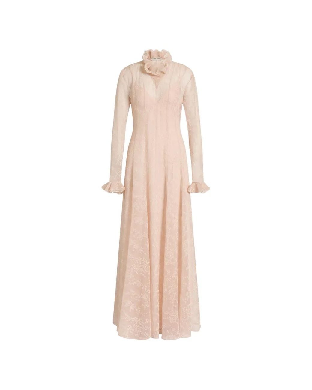 Alberta Ferretti White Ruffled Floral-Pattern Dress