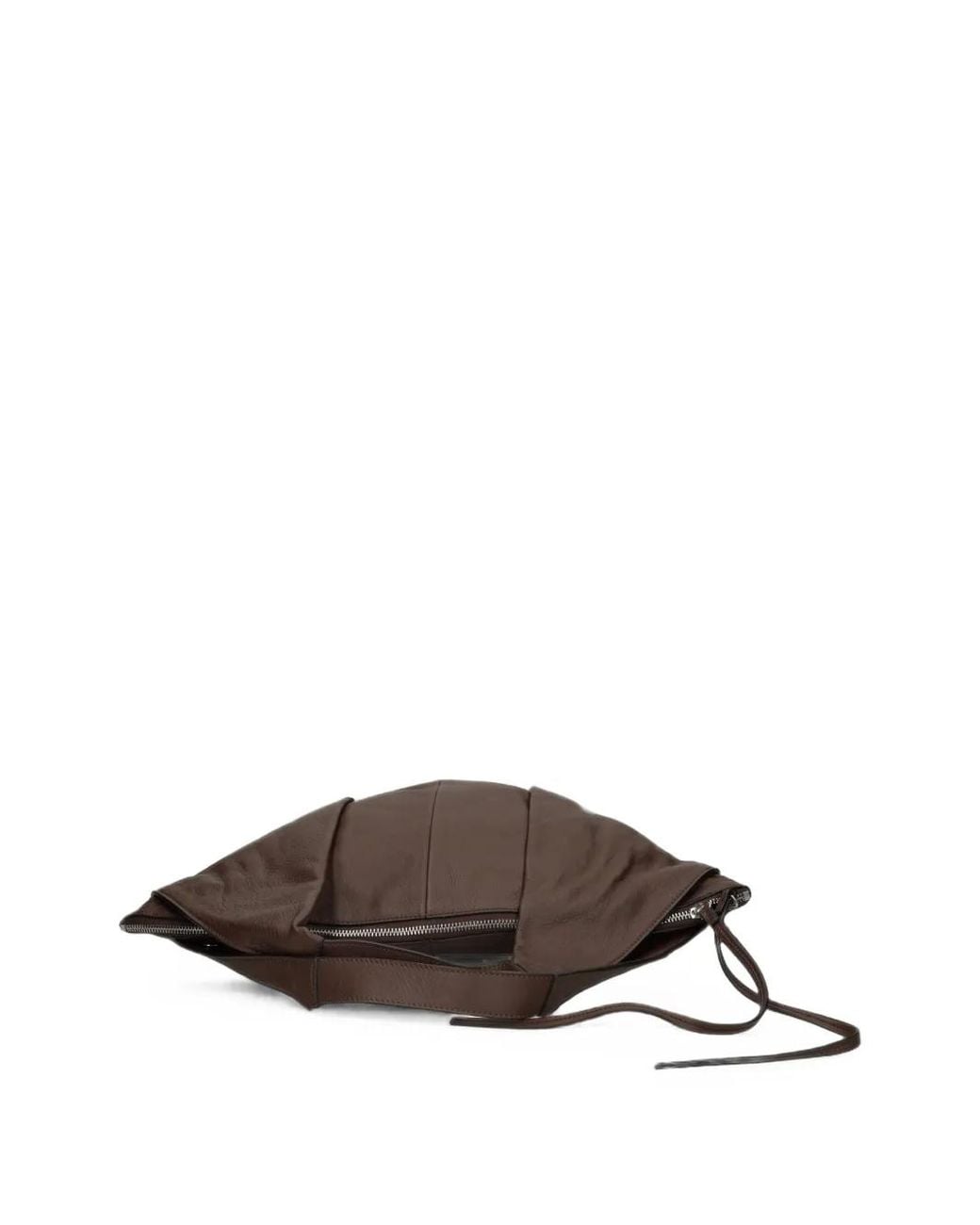 Vic Matié Brown Grained Leather Tote Bag