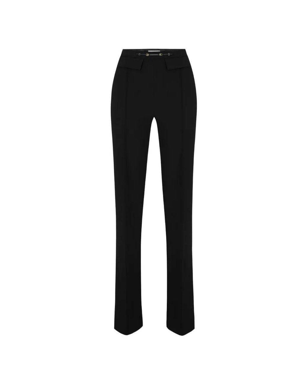 Elisabetta Franchi Black Horsebit-Detail Straight-Leg Trousers