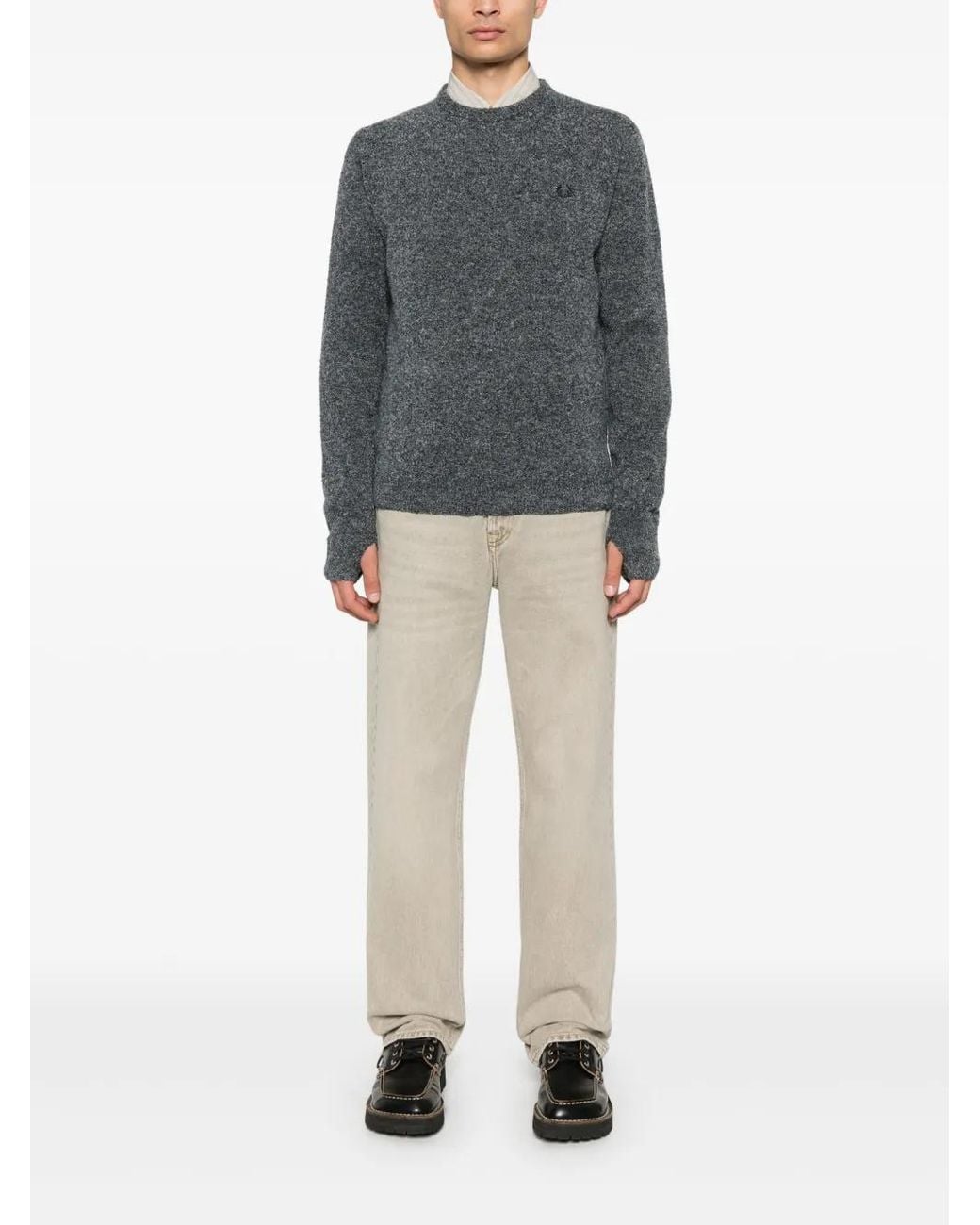 Fred Perry Gray Bouclé Crew-Neck Sweater for men