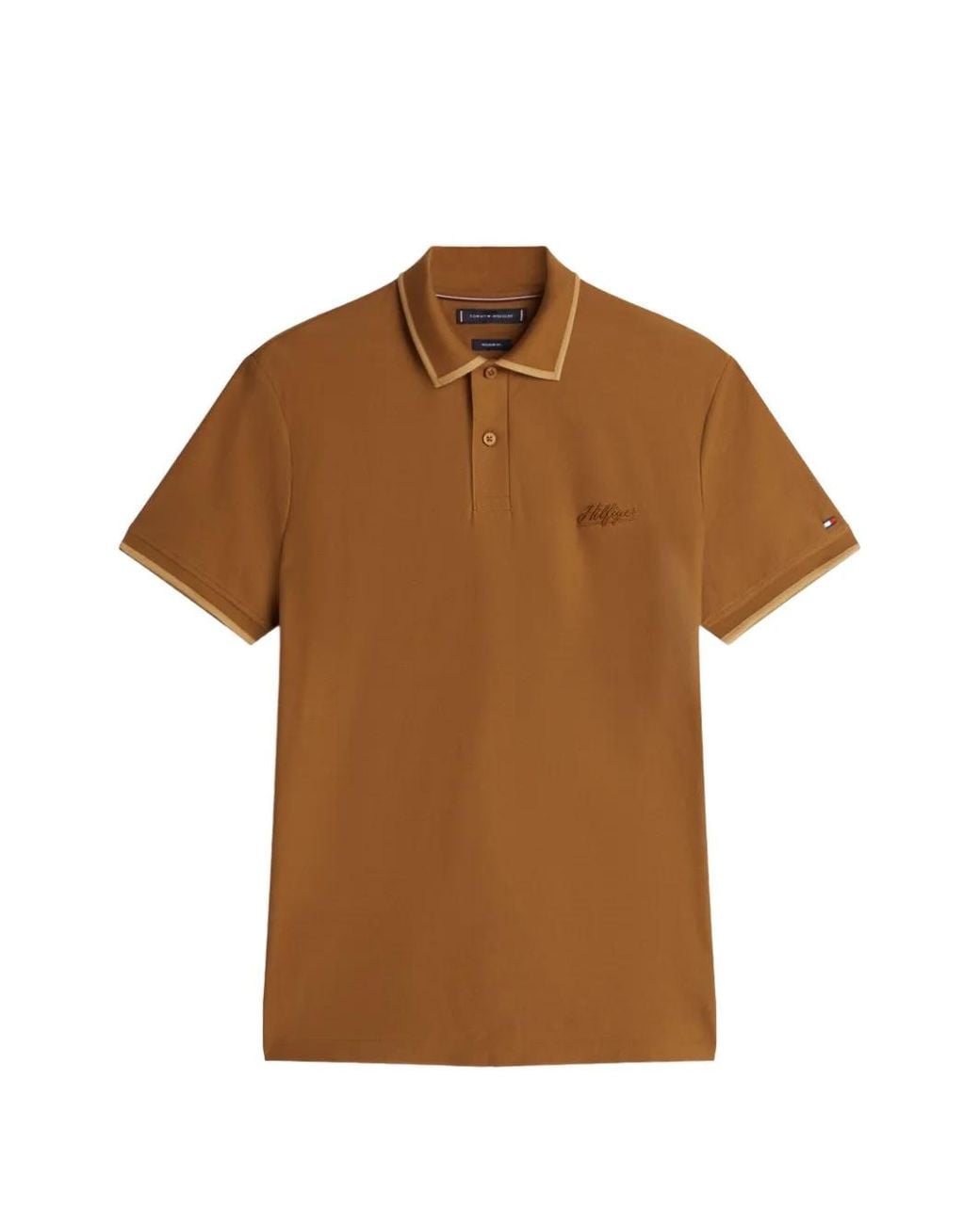Tommy Hilfiger Brown Embroidered-Logo Cotton Polo Shirt for men