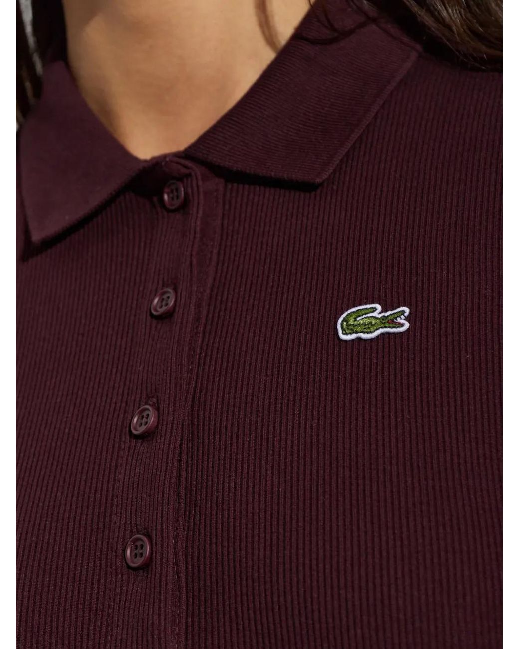 Lacoste Red Slim Fit L.12.D Ribbed Cotton Polo