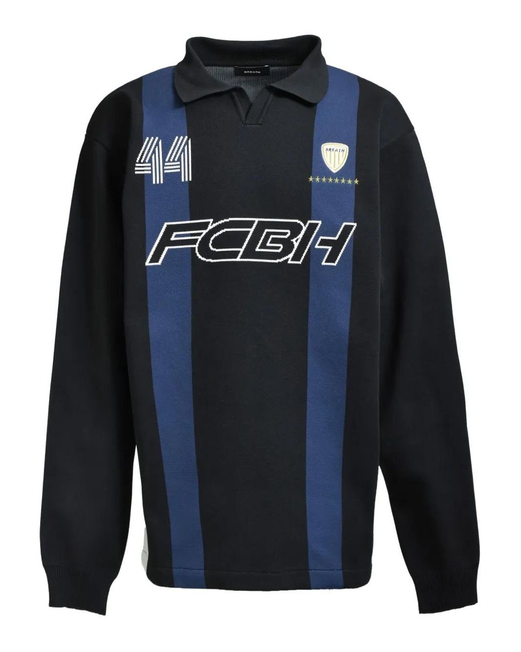 BREATH Blue Uniform Polo-Collar Sweater for men