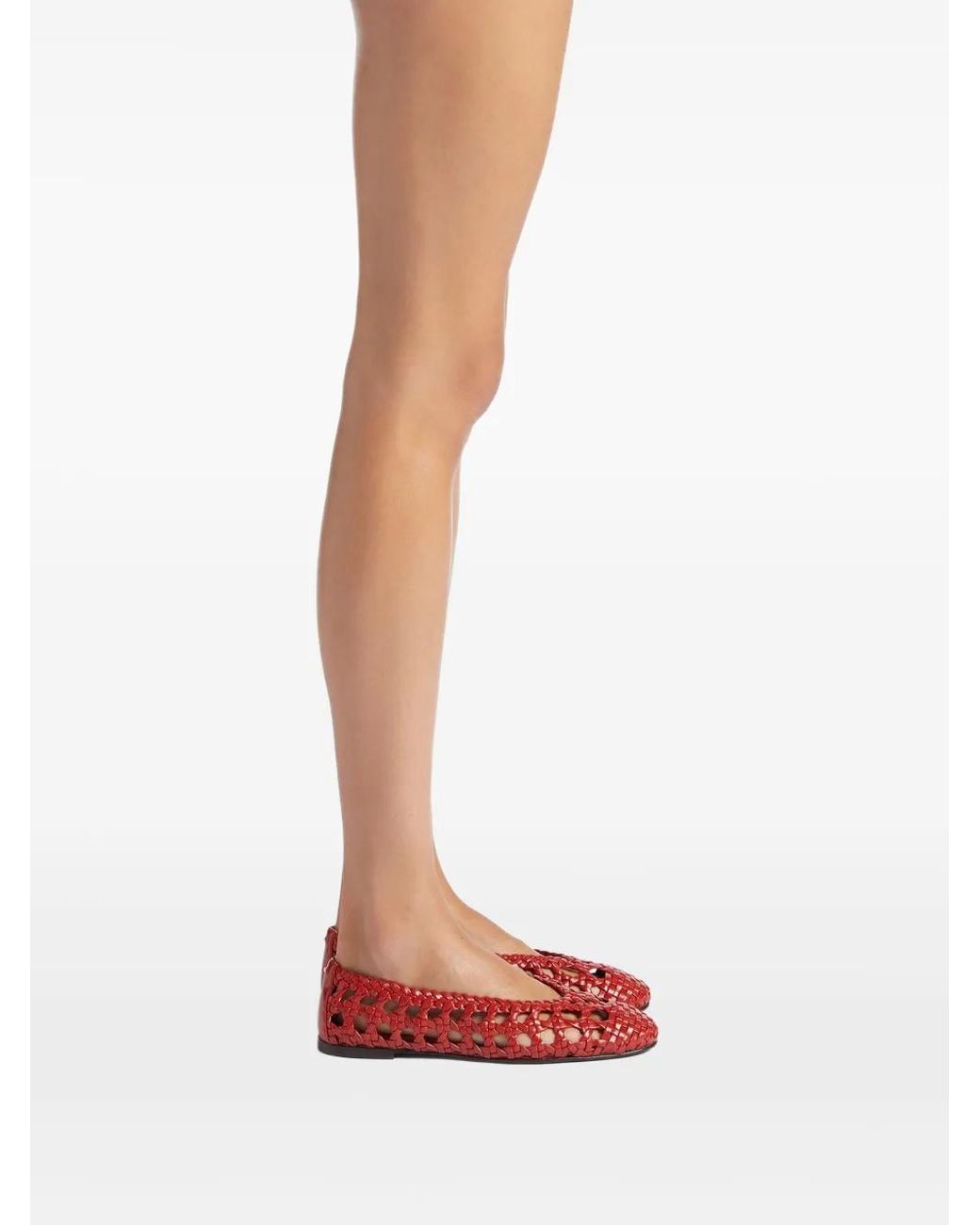 Giuseppe Zanotti Red Georgia Cage Ballet Flats