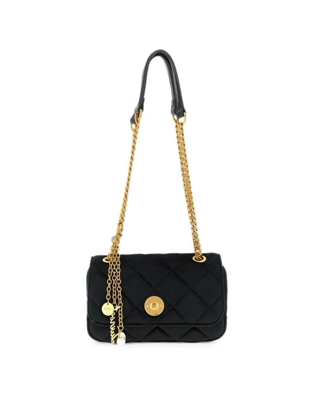 Twinset White Quilted Velvet Shoulder Bag