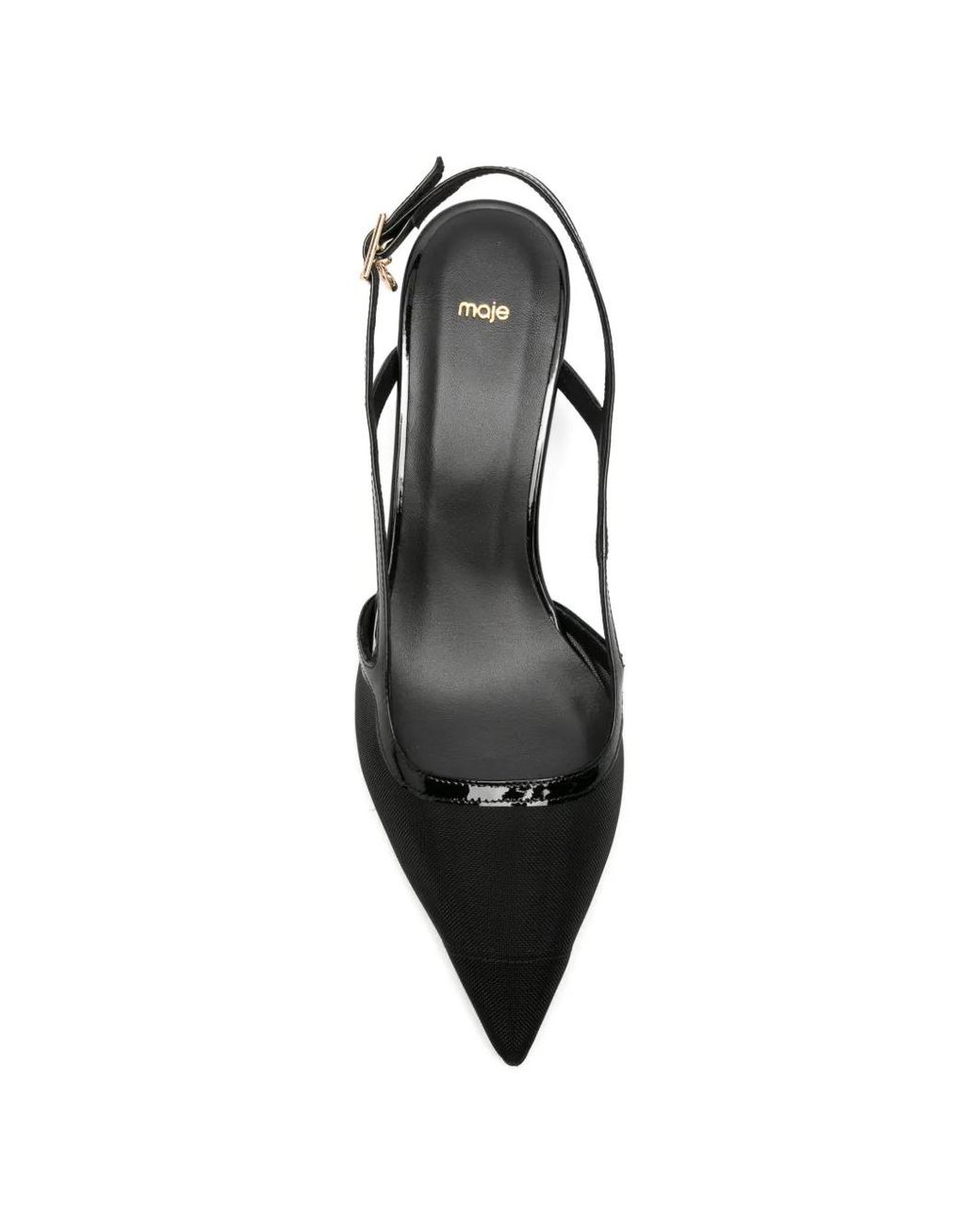 Maje Black Leather And Mesh Slingbacks