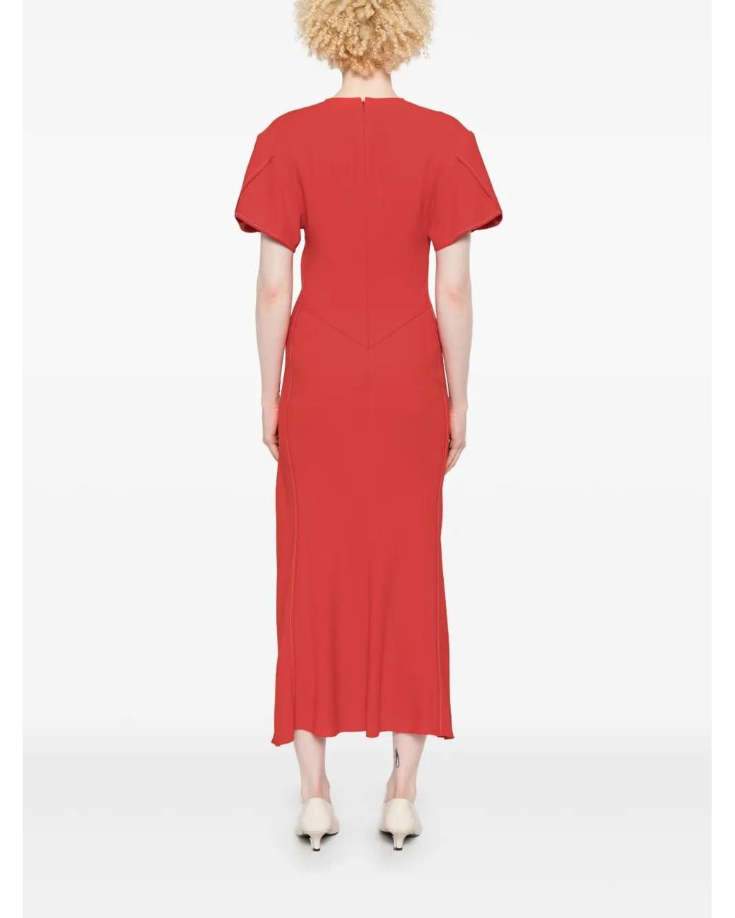 Victoria Beckham Red Cady Maxi Dress