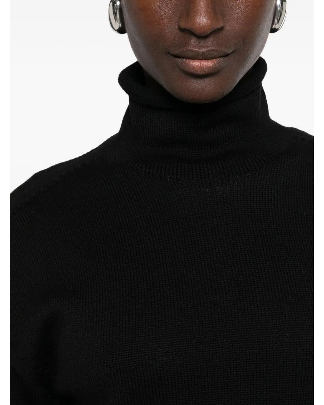 AROVESCIO Black Roll-Neck Ribbed-Trim Sweater