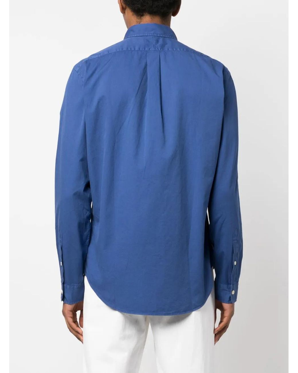 Polo Ralph Lauren Blue Logo-Embroidered Long-Sleeve Shirt for men