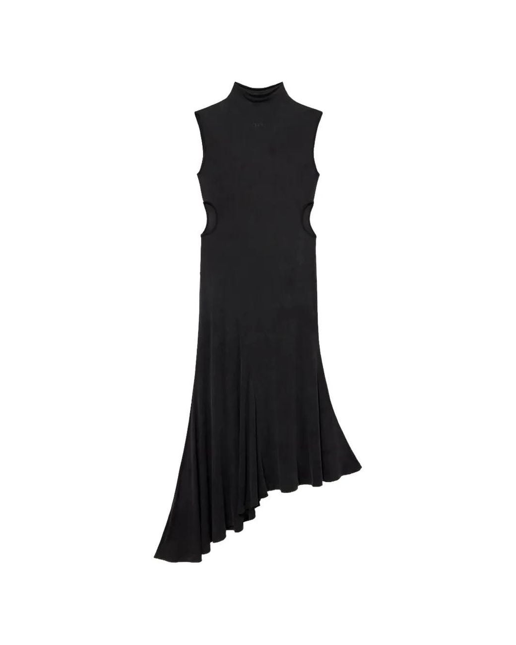 Off-White c/o Virgil Abloh Blue Cupro Rib Meteor Asymmetric Dress
