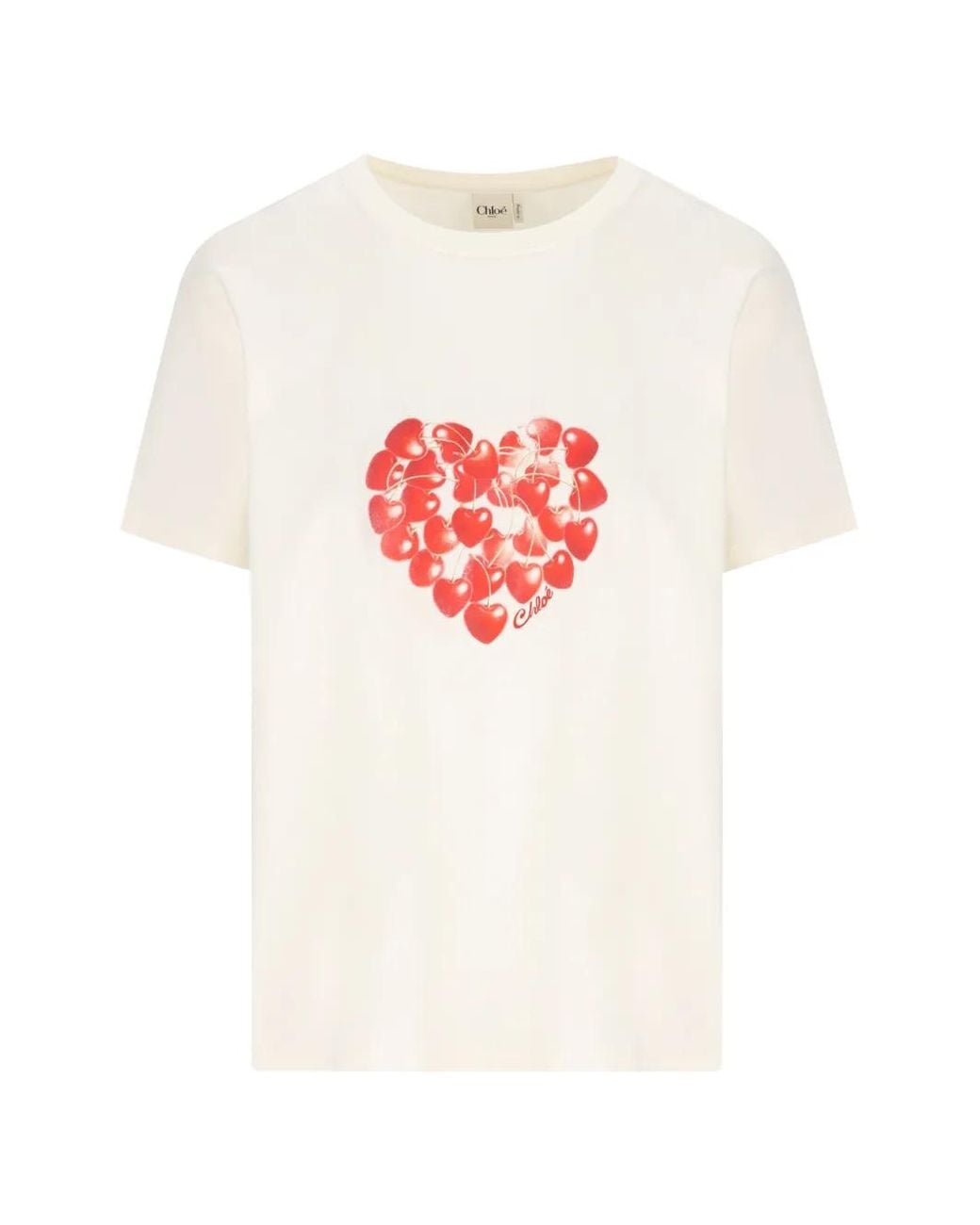 Chloé White Short Sleeve Cherry Print Tee