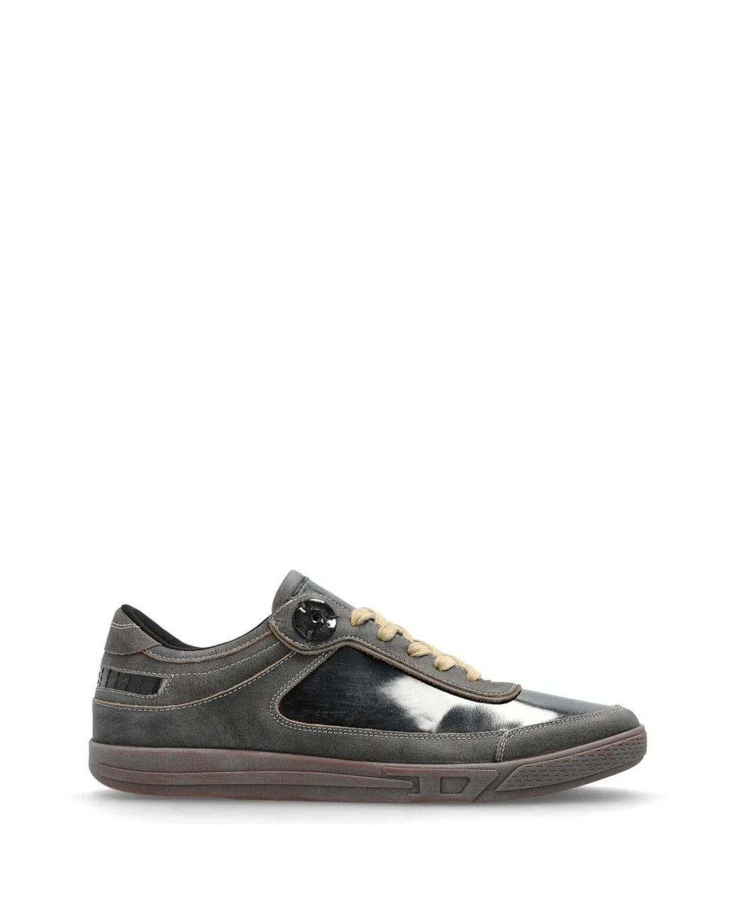 DIESEL White S-D-Coffee Panelled Leather Sneakers for men