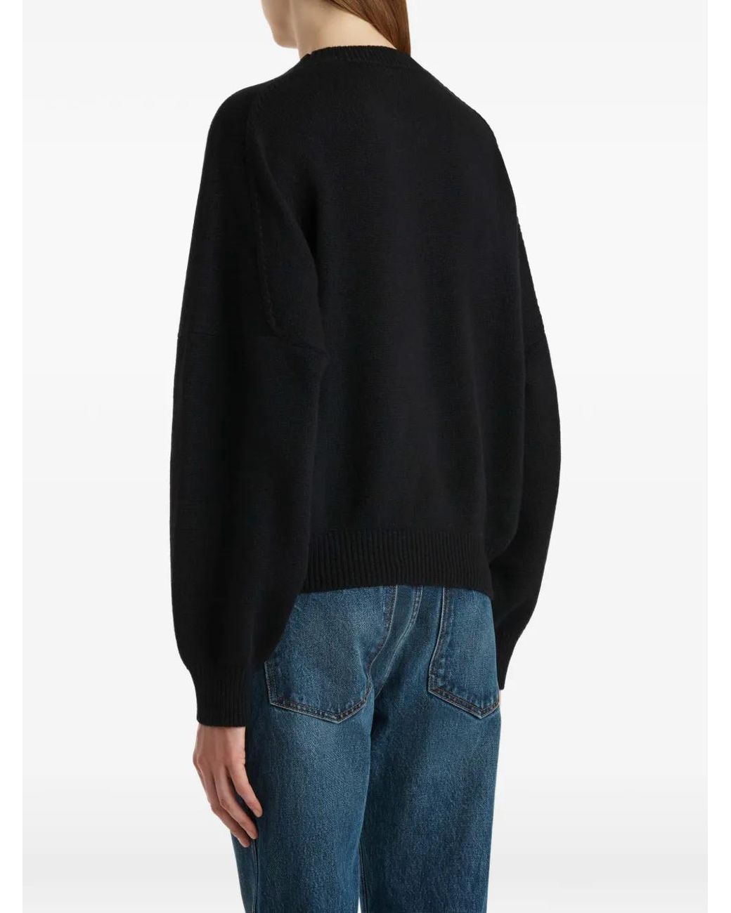 Khaite Black Margaux Densely Knit Cashmere Sweater With Ribbed Trims