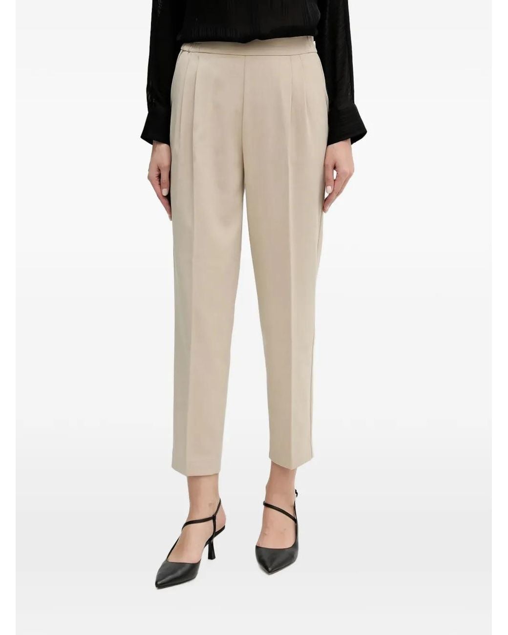 Sisley Natural Pleated Cropped Trousers