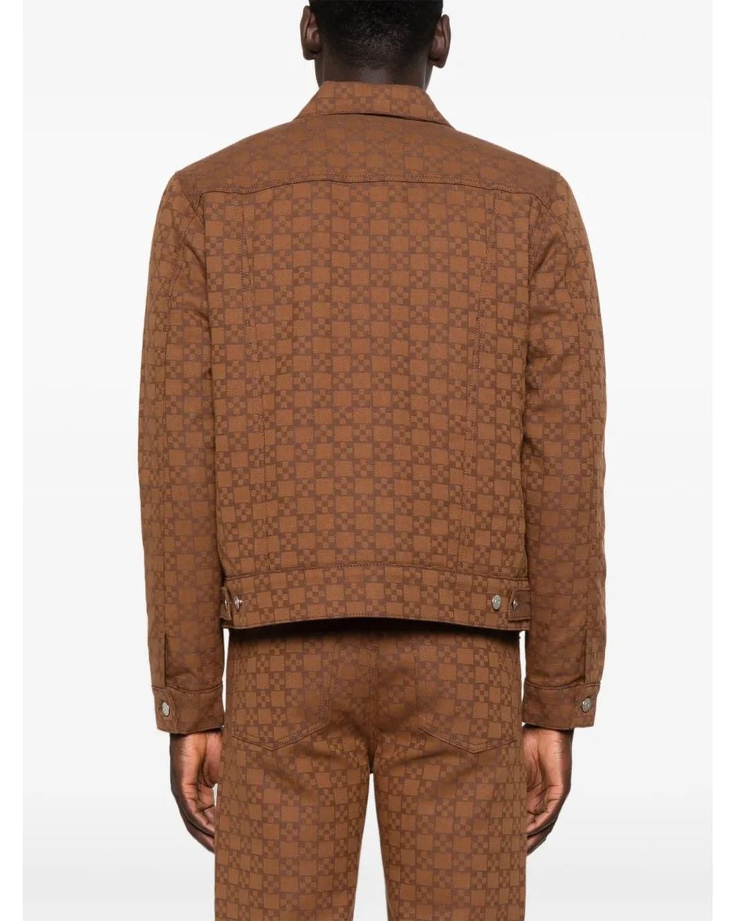 Sandro Brown Monogram-Pattern Denim Jacket for men