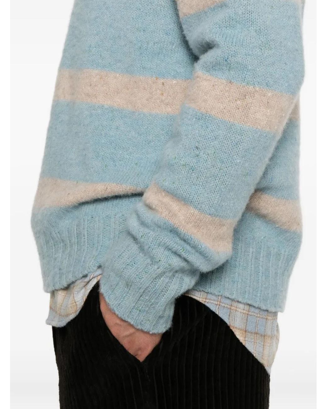 Diana Studio Blue Striped Crew-Neck Sweater for men