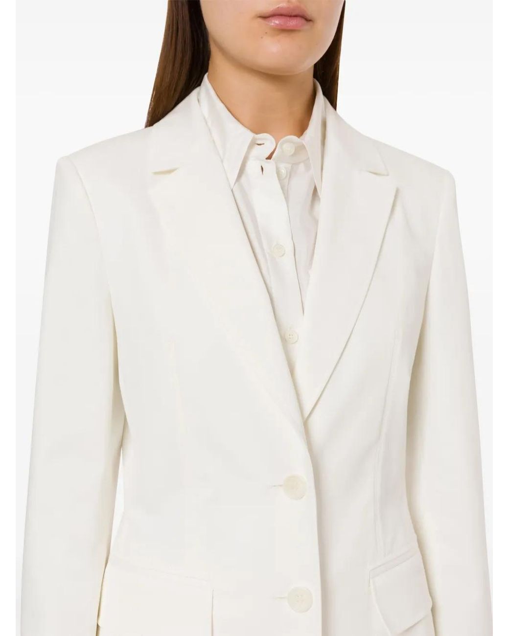 Alberta Ferretti White Single-Breasted Blazer