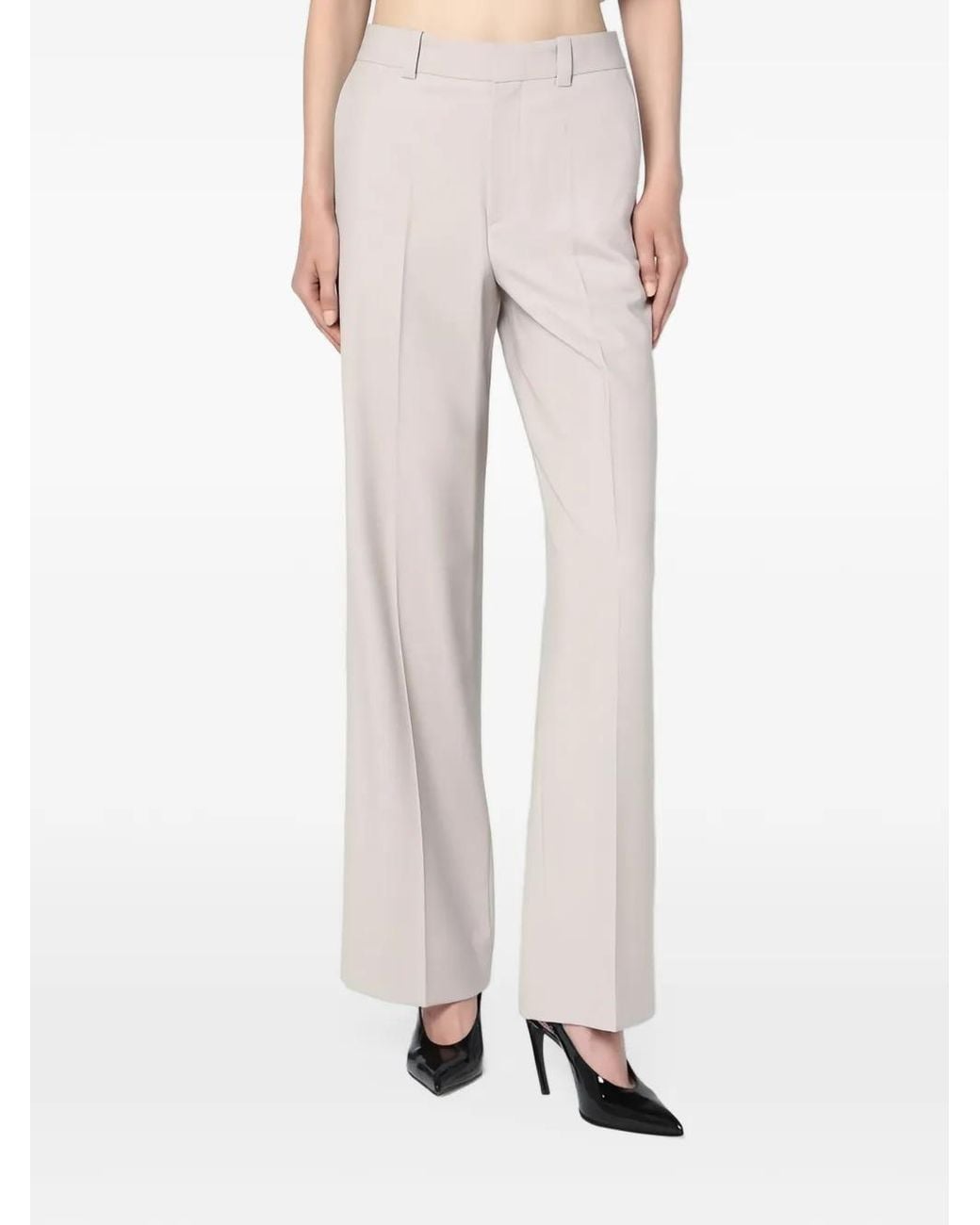 Victoria Beckham Natural Pressed-Crease Straight-Leg Trousers