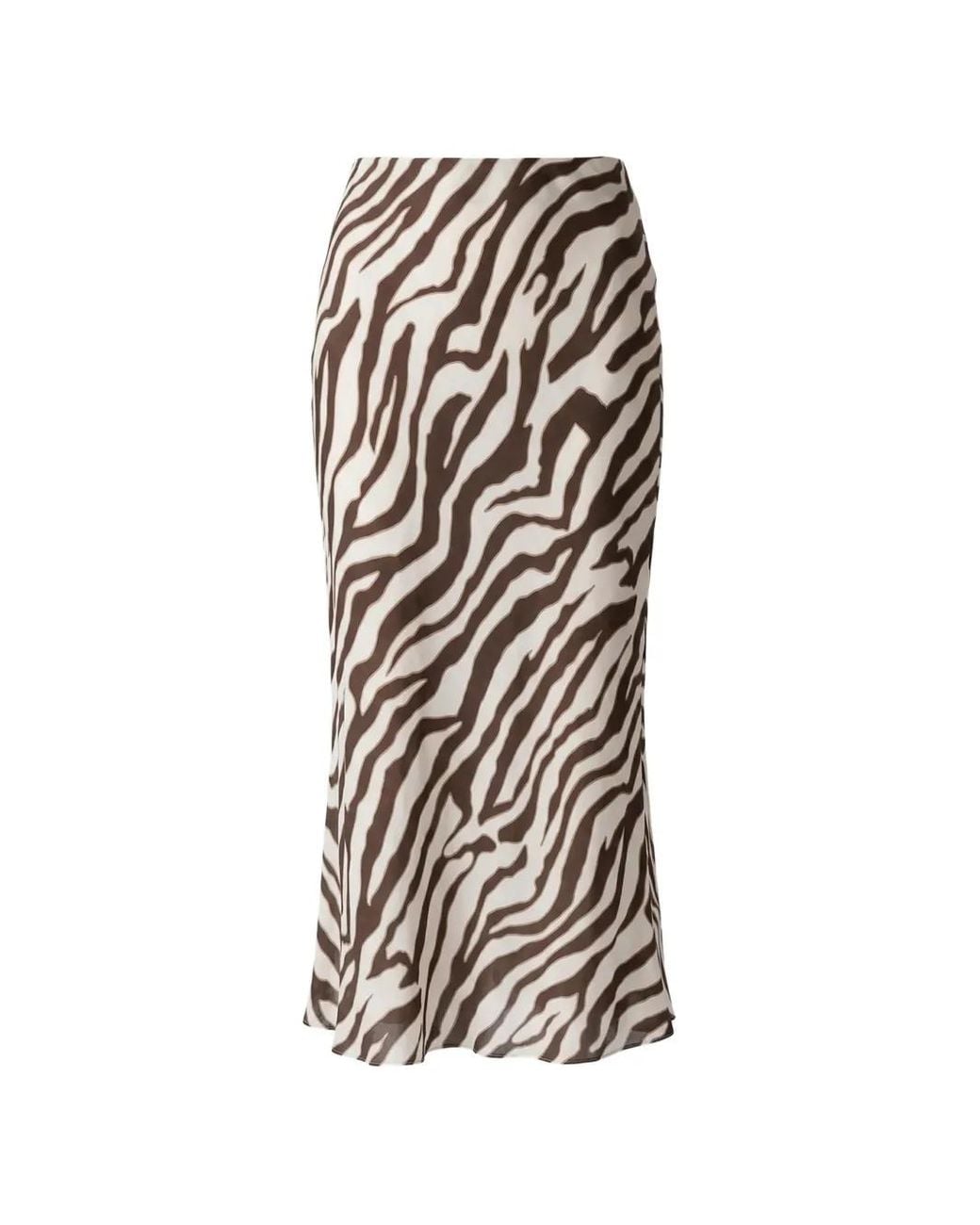 Toccin White Zebra-Print High-Waisted Skirt