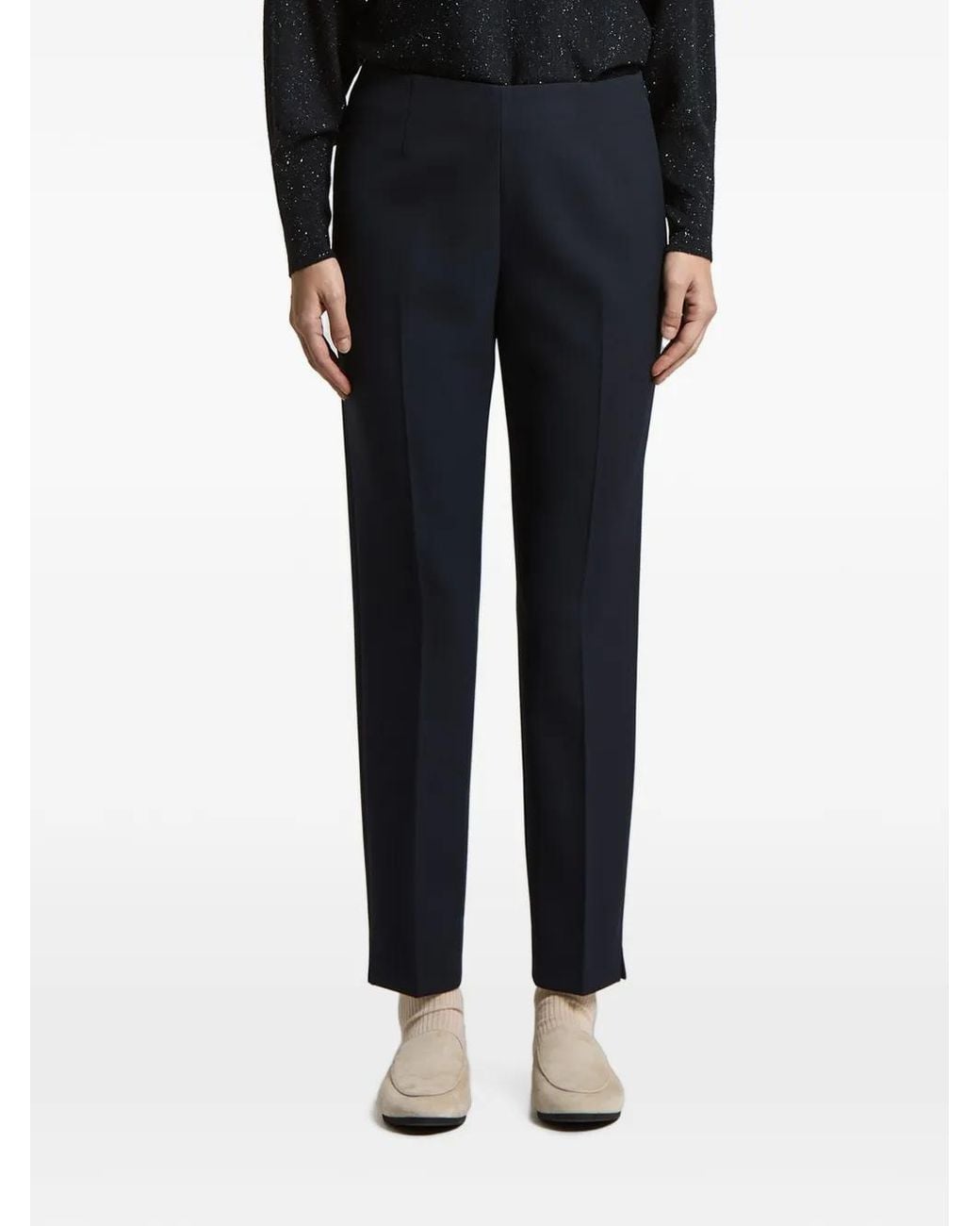 Peserico Black Pressed-Crease Trousers