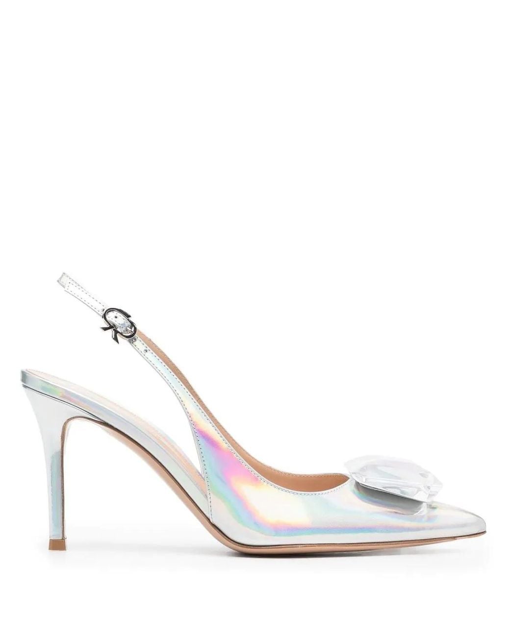 Gianvito Rossi White Metallic-Finish 95Mm Pointed Pumps