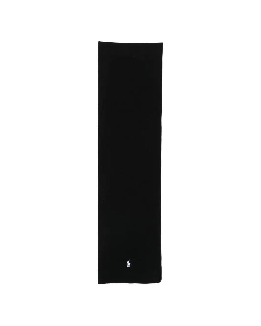 Polo Ralph Lauren Black Logo-Embroidered Ribbed Scarf for men