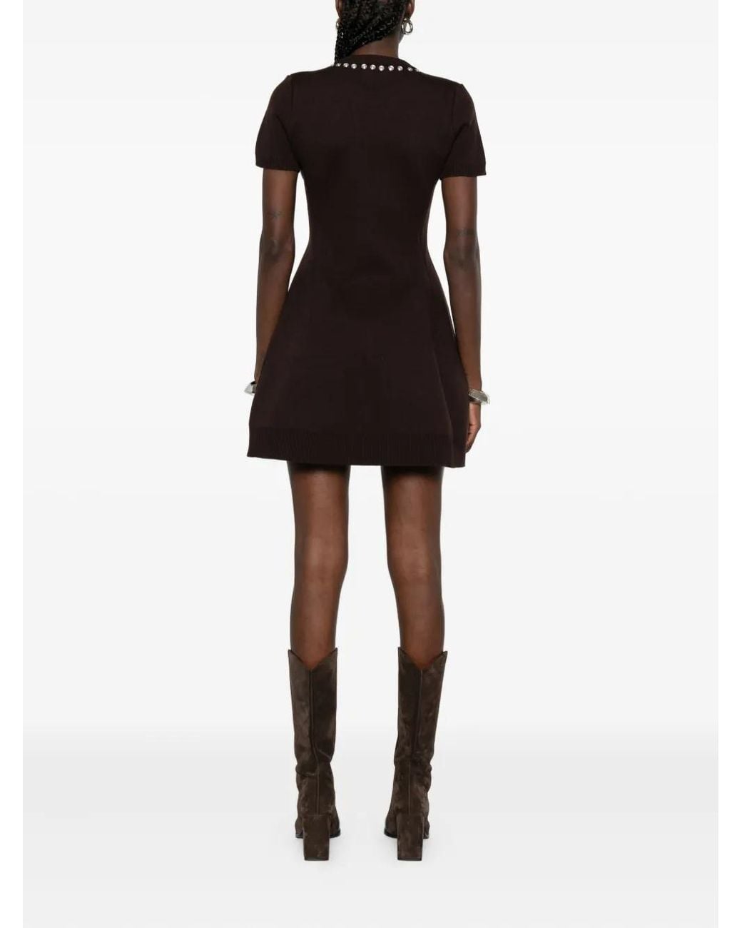 Coperni Black Fitted Mini Dress With Embellished Details