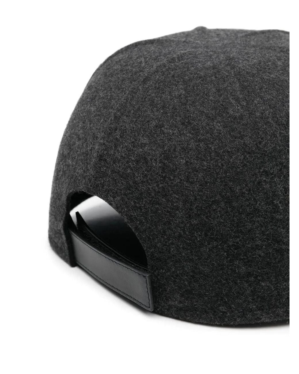 Prada Gray Triangle-Logo Felt Baseball Cap for men